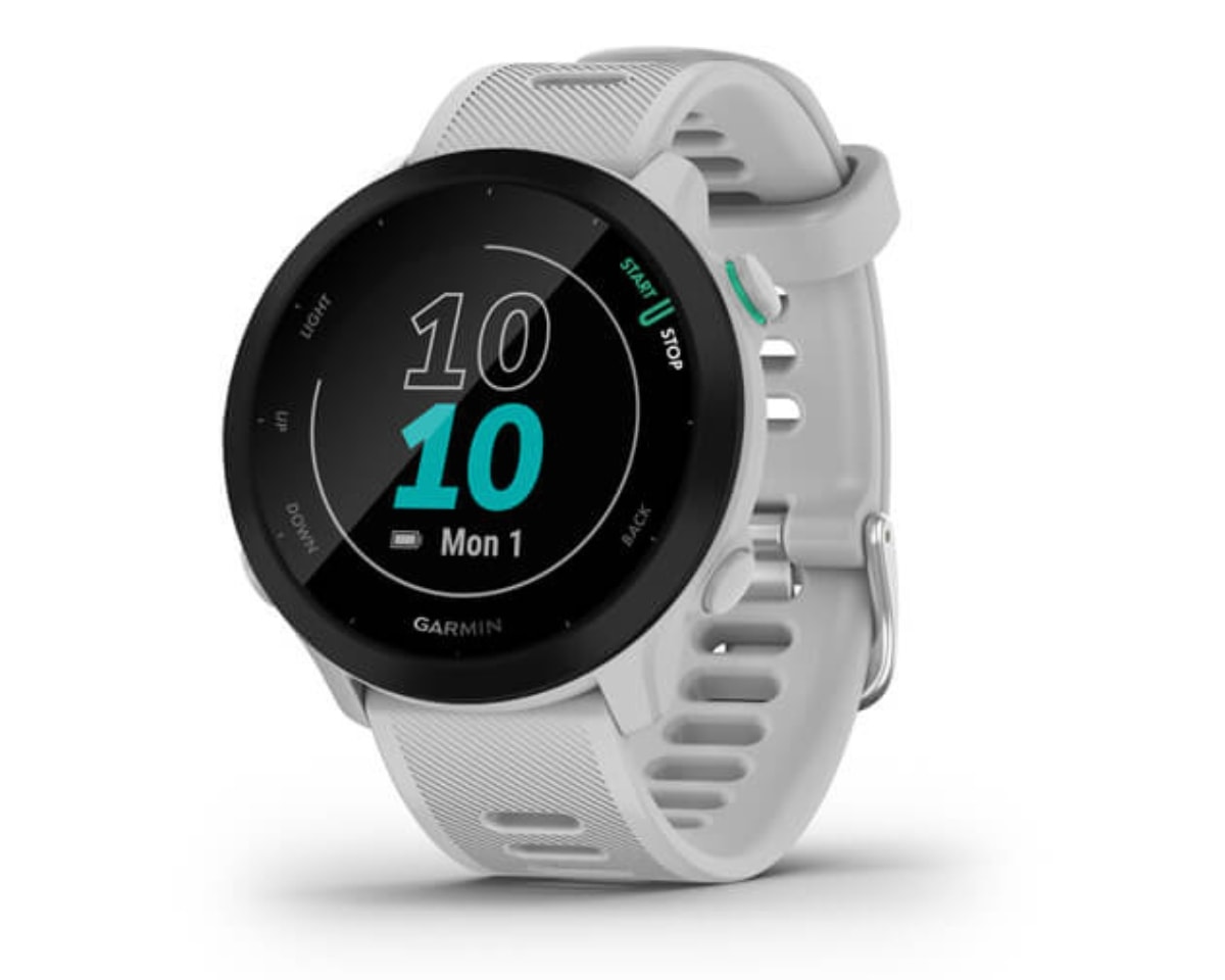 Relógio Garmin Forerunner 55 Branco EU Monitor Cardíaco de Pulso com GPS